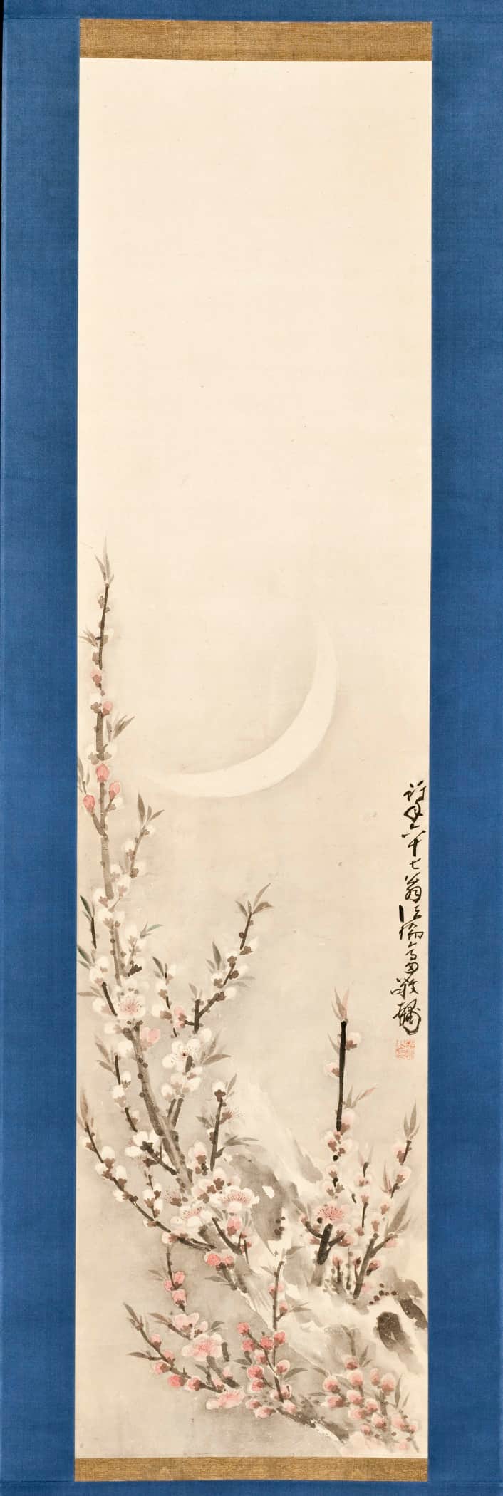 Plum Blossoms under a Crescent Moon