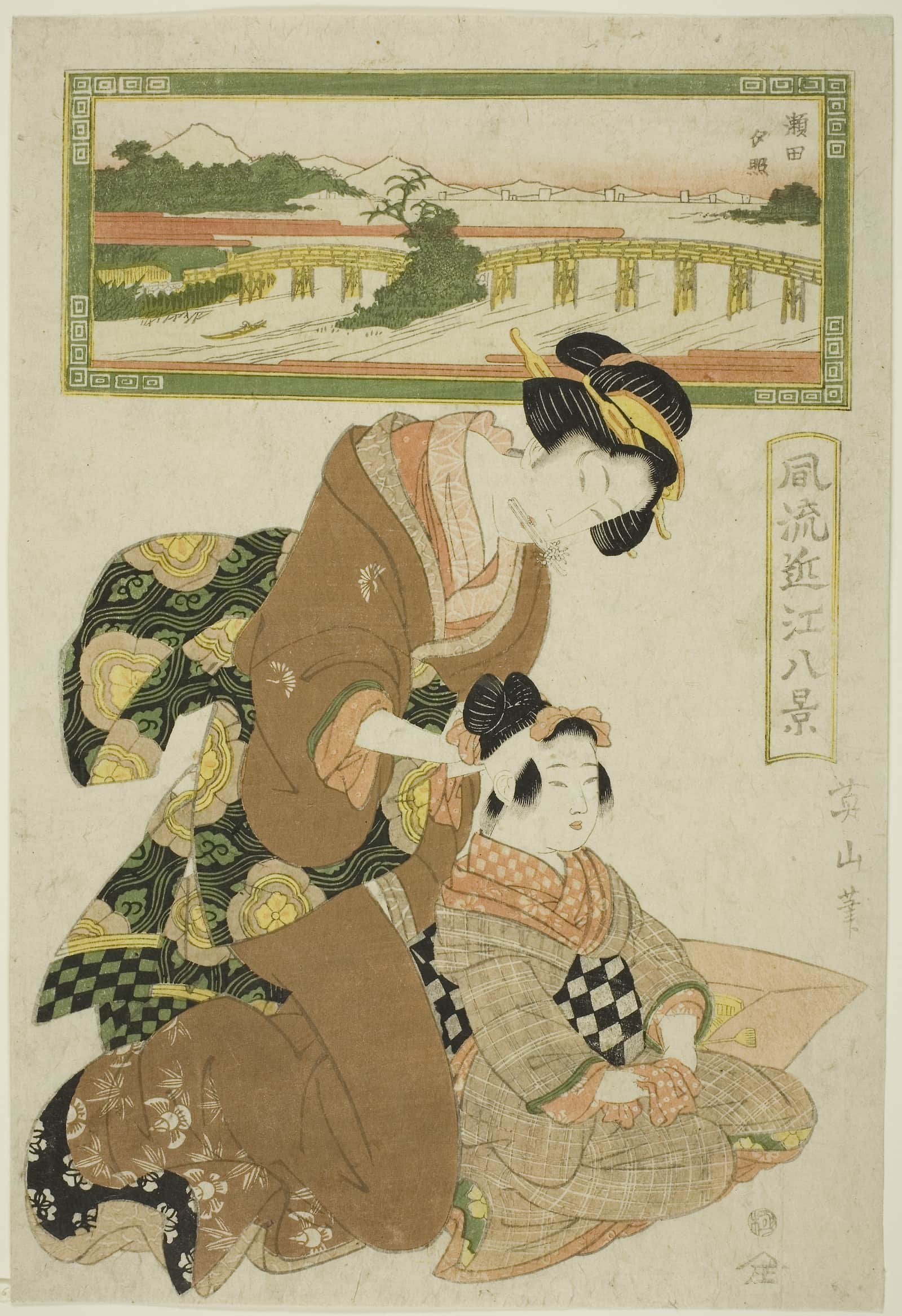 Evening Glow at Seta (Seta sekisho), from the series "Fashionable Eight Views of Omi (Furyu Omi hakkei)"