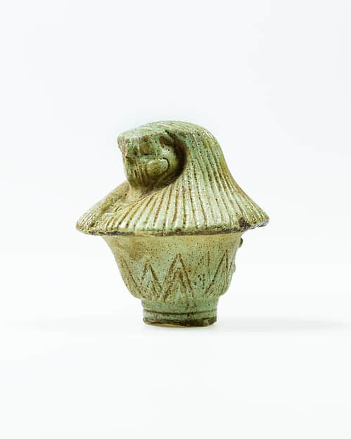 Top of papyrus scepter amulet with falcon head