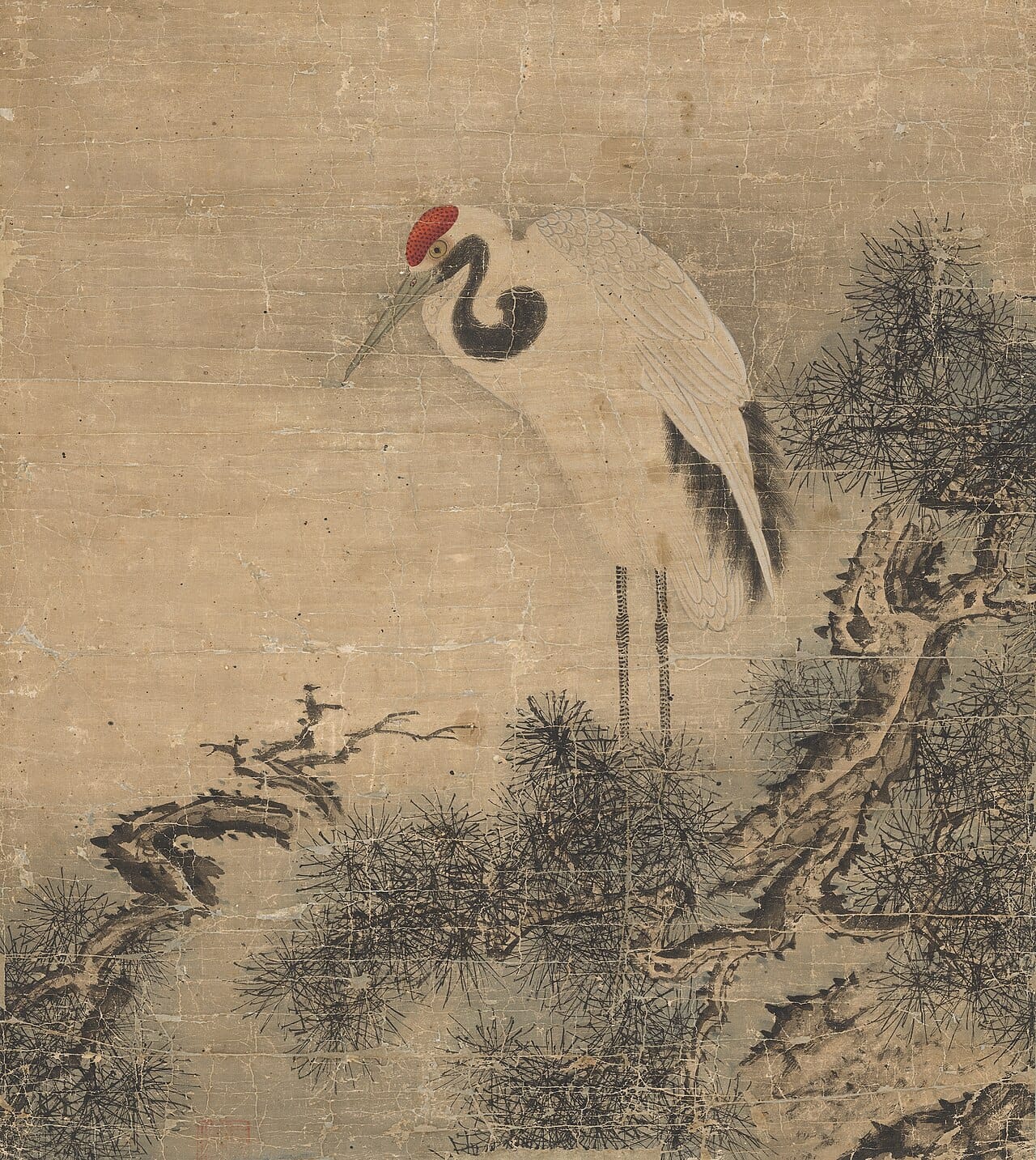 Pine Tree and Crane