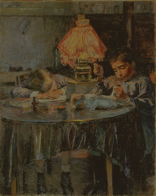 Lamp and Two Children