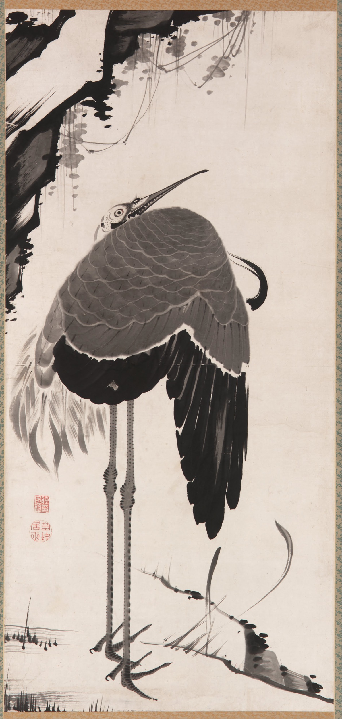 Cranes, one of a pair