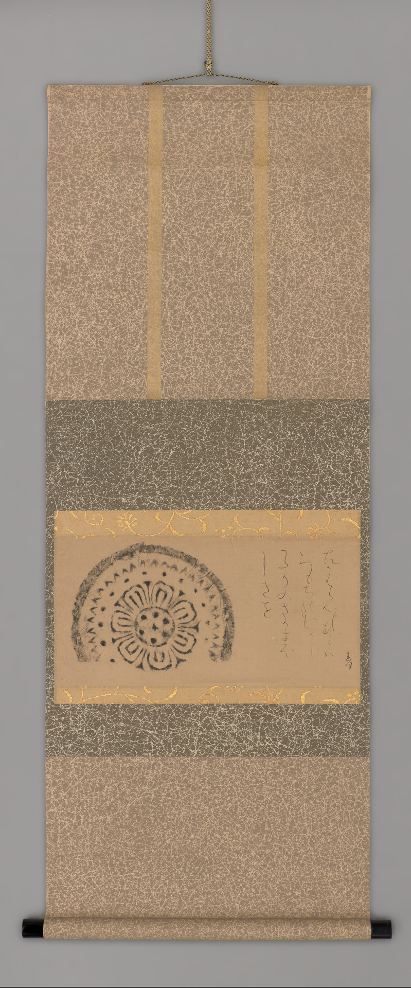 Lotus Roof Tile Rubbing with Waka